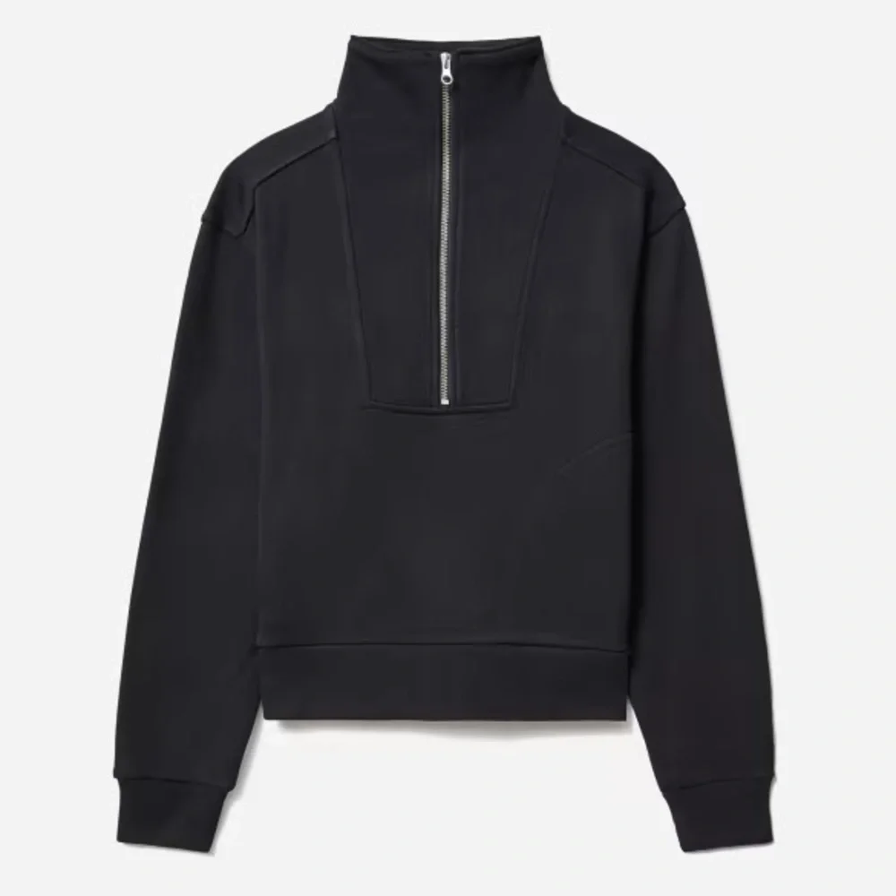 EVERLANE The Track Half-Zip in Black Long Sleeve Pockets Size XS NEW